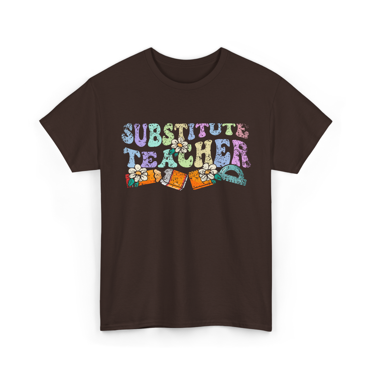 Substitute Teacher Education Teacher T-Shirt - Dark Chocolate