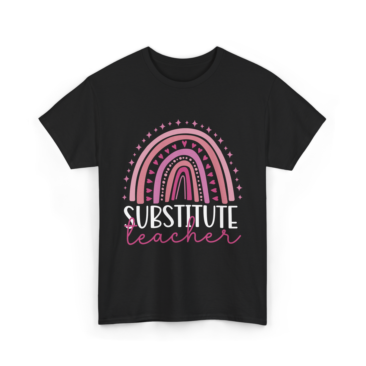 Substitute Teacher Rainbow Teacher T-Shirt - Black