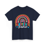 Substitute Teacher Rainbow Teacher T-Shirt - Navy