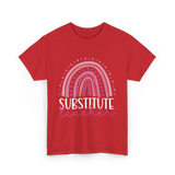 Substitute Teacher Rainbow Teacher T-Shirt - Red