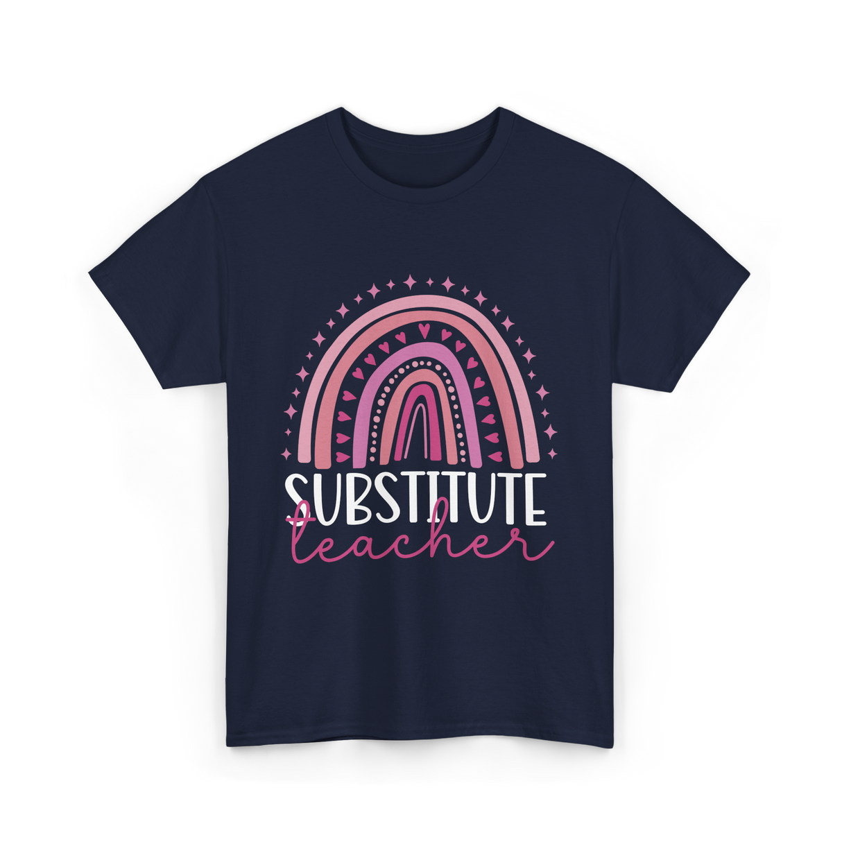 Substitute Teacher Rainbow Teacher T-Shirt - Navy