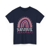 Substitute Teacher Rainbow Teacher T-Shirt - Navy