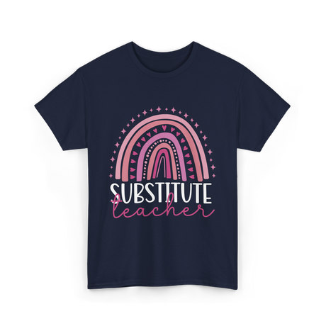 Substitute Teacher Rainbow Teacher T-Shirt - Navy