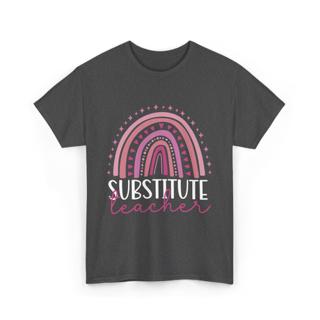 Substitute Teacher Rainbow Teacher T-Shirt - Dark Heather