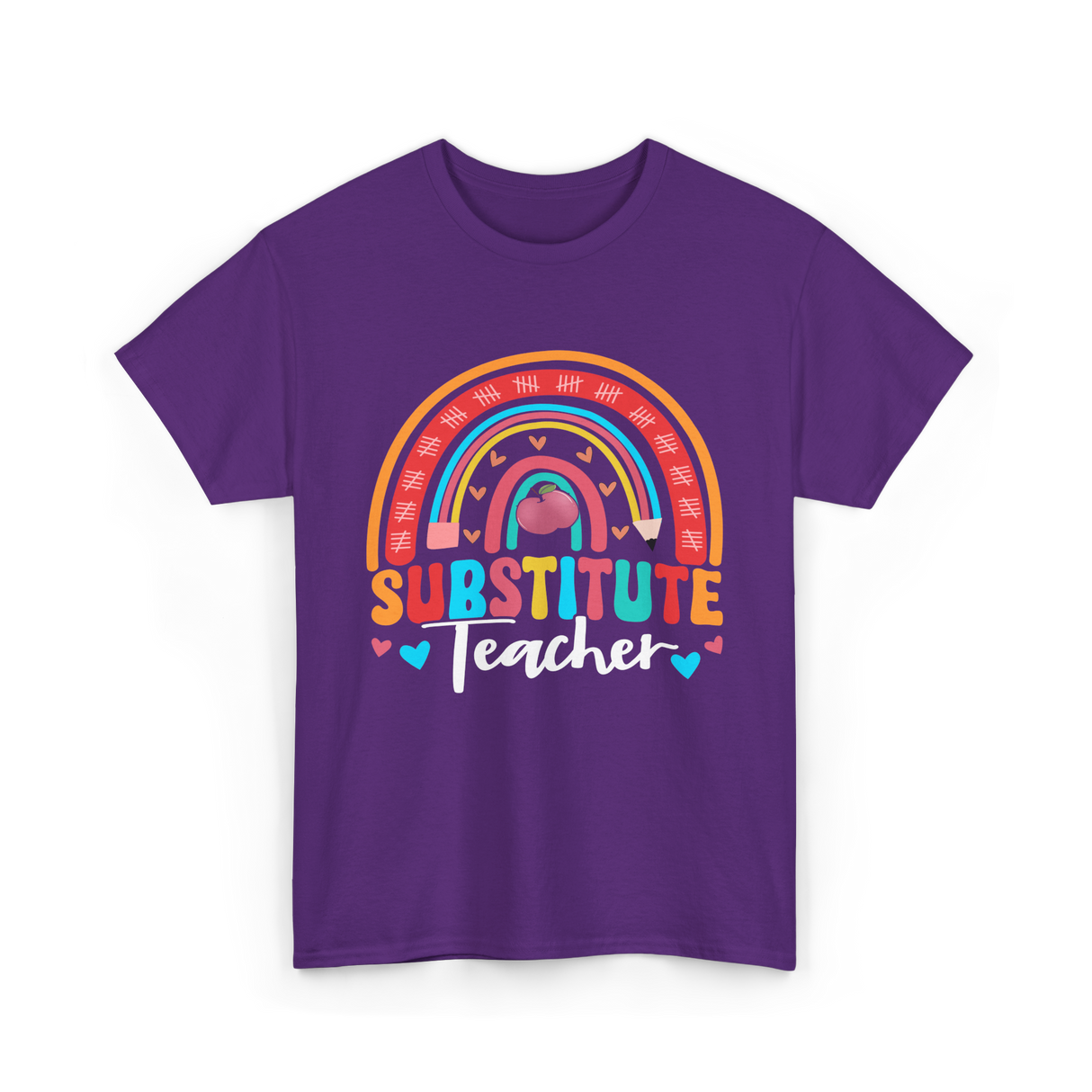 Substitute Teacher Rainbow Teacher T-Shirt - Purple