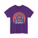 Substitute Teacher Rainbow Teacher T-Shirt - Purple