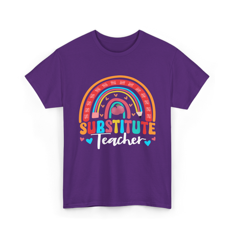 Substitute Teacher Rainbow Teacher T-Shirt - Purple