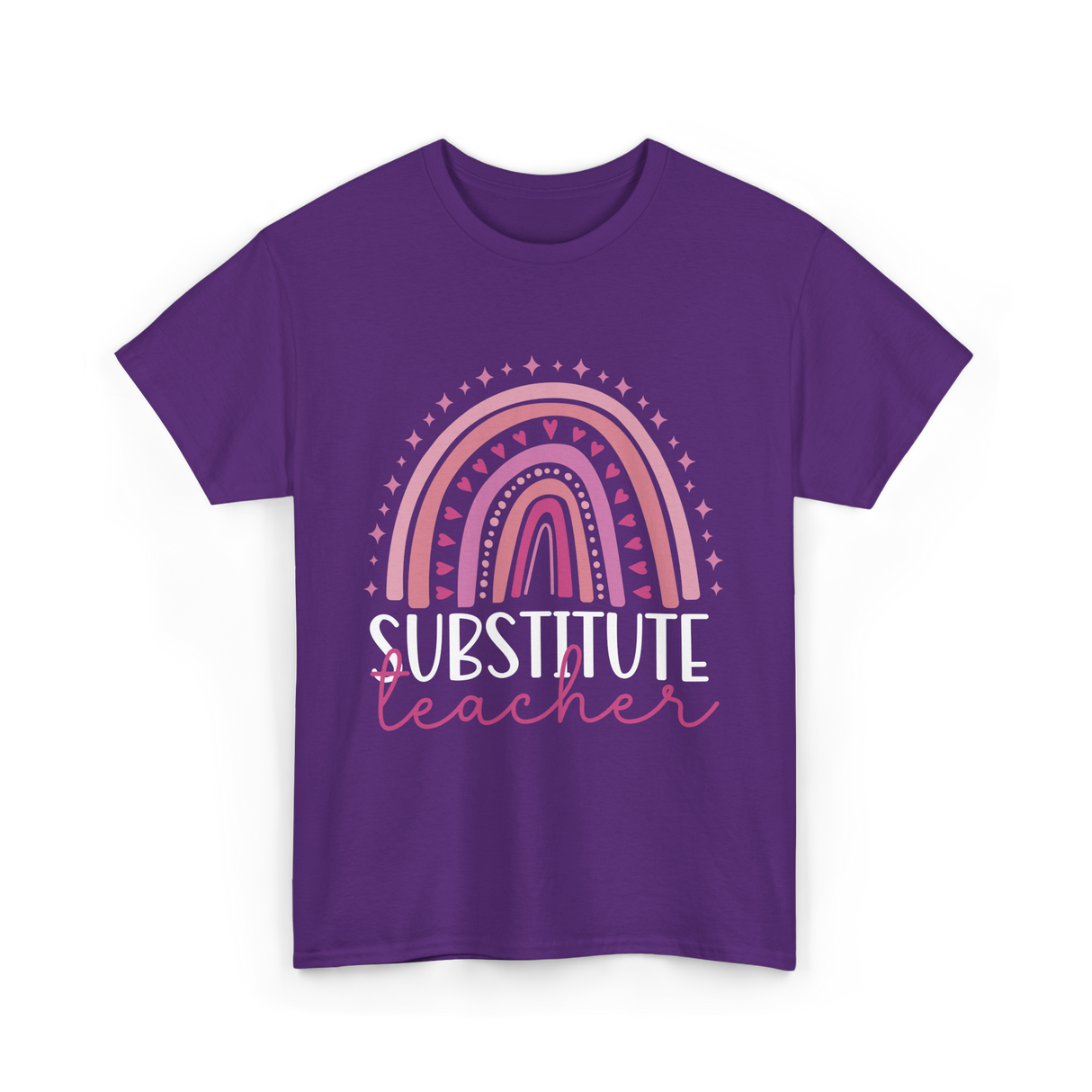 Substitute Teacher Rainbow Teacher T-Shirt - Purple