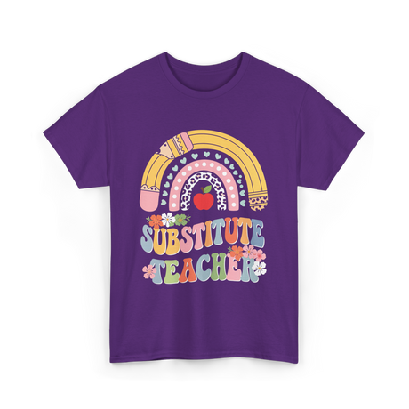 Substitute Teacher Rainbow Teacher T-Shirt - Purple
