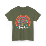 Substitute Teacher Rainbow Teacher T-Shirt - Military Green