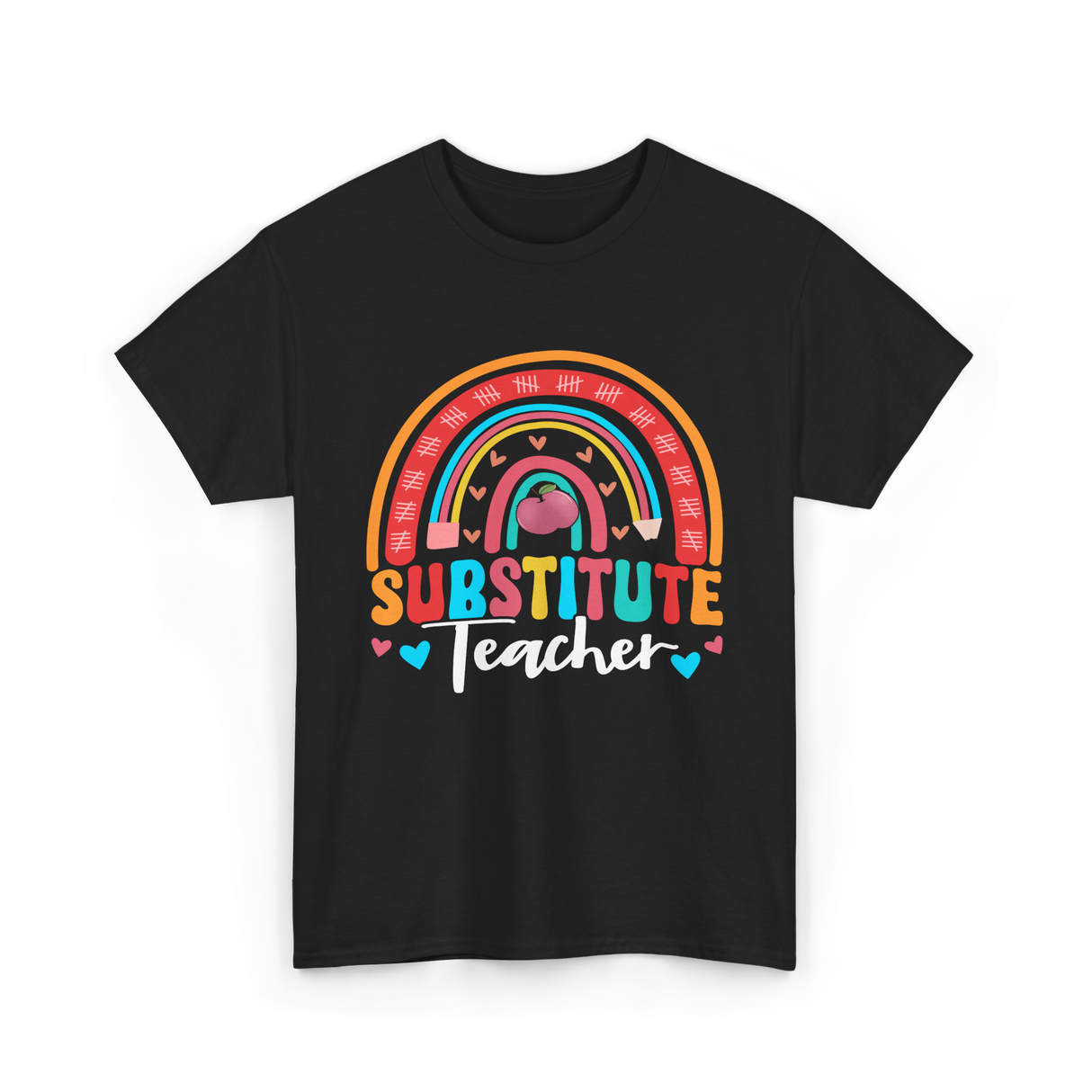 Substitute Teacher Rainbow Teacher T-Shirt - Black