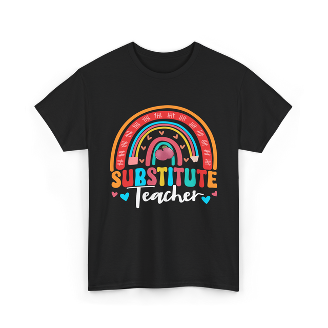 Substitute Teacher Rainbow Teacher T-Shirt - Black