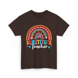 Substitute Teacher Rainbow Teacher T-Shirt - Dark Chocolate