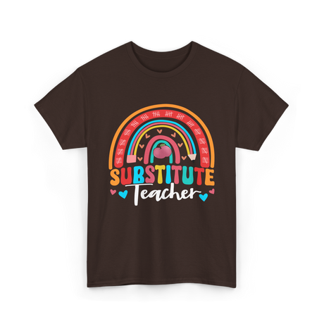 Substitute Teacher Rainbow Teacher T-Shirt - Dark Chocolate