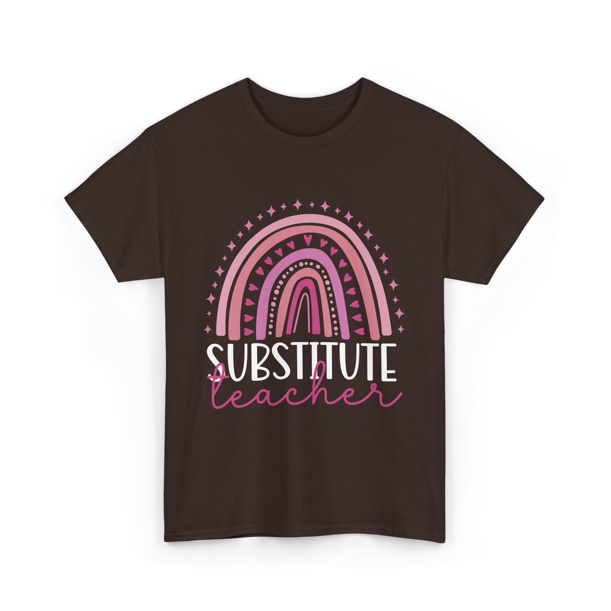 Substitute Teacher Rainbow Teacher T-Shirt - Dark Chocolate