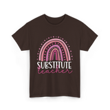 Substitute Teacher Rainbow Teacher T-Shirt - Dark Chocolate