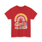 Substitute Teacher Rainbow Teacher T-Shirt - Red