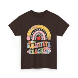 Substitute Teacher Rainbow Teacher T-Shirt - Dark Chocolate