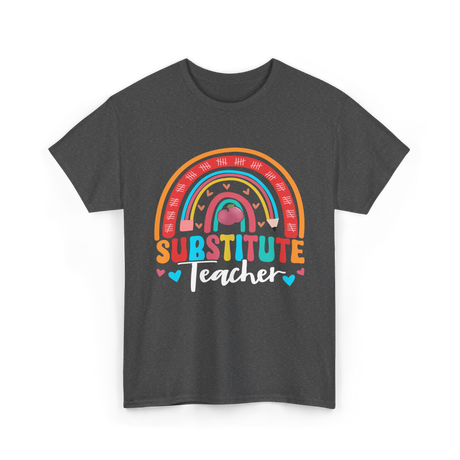 Substitute Teacher Rainbow Teacher T-Shirt - Dark Heather