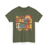 Substitute Teacher Retro Education T-Shirt - Military Green