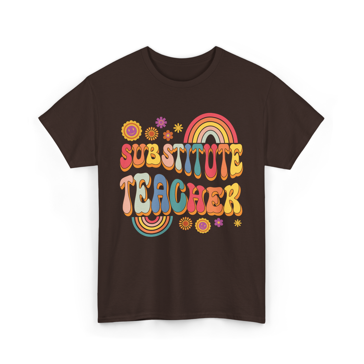 Substitute Teacher Retro Education T-Shirt - Dark Chocolate