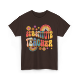 Substitute Teacher Retro Education T-Shirt - Dark Chocolate