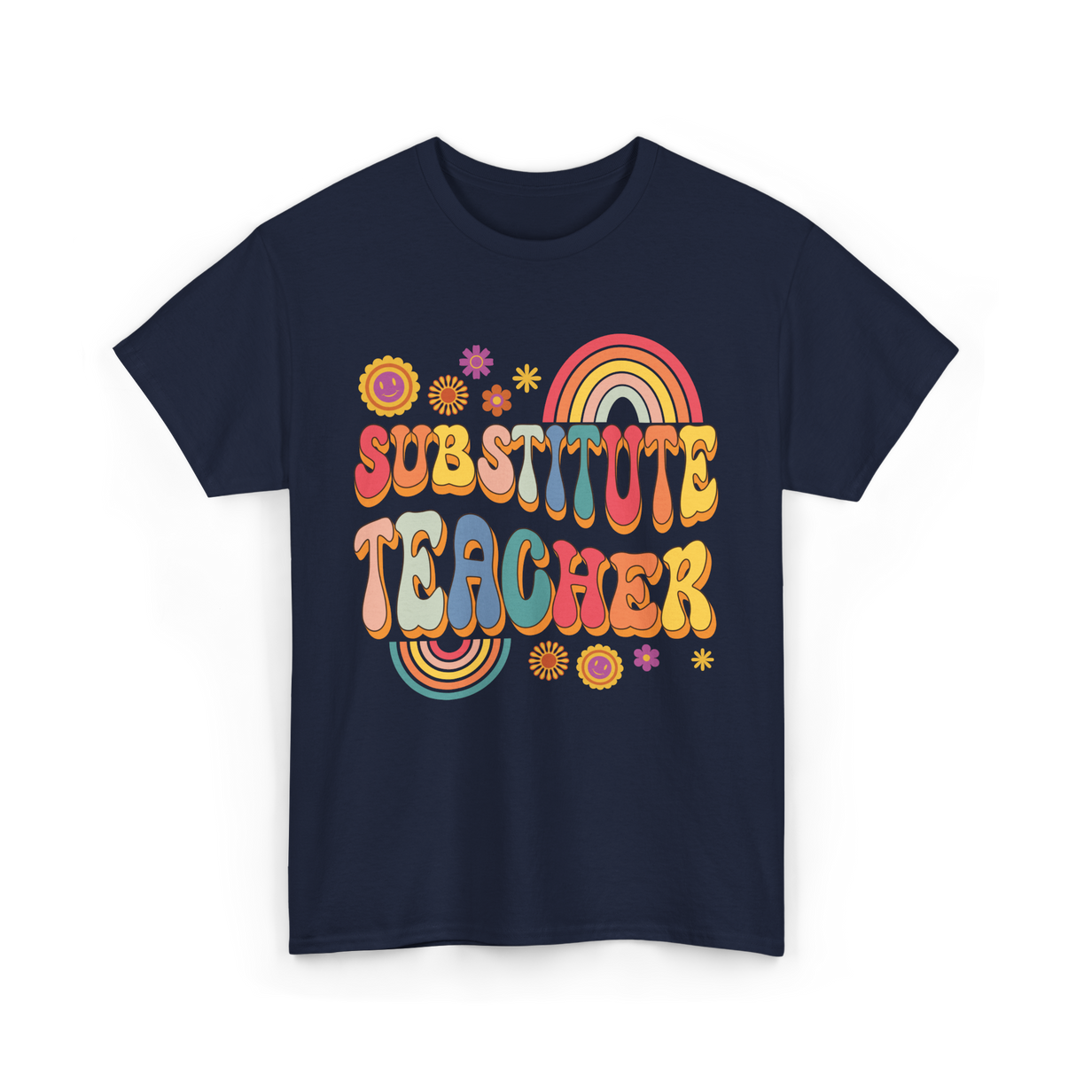 Substitute Teacher Retro Education T-Shirt - Navy