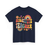 Substitute Teacher Retro Education T-Shirt - Navy