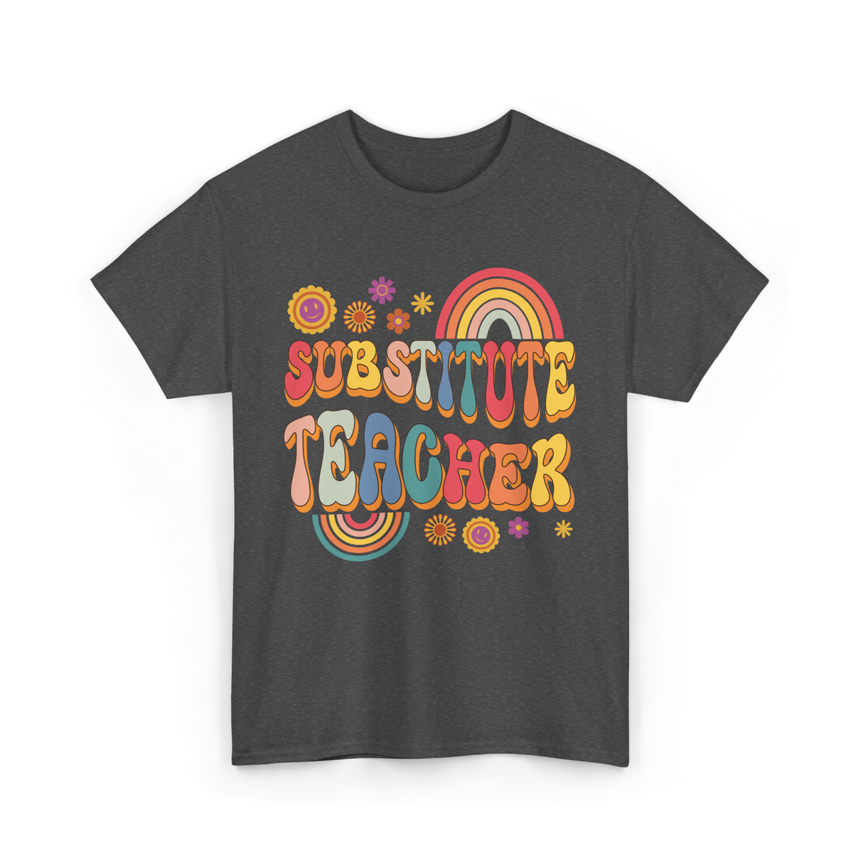 Substitute Teacher Retro Education T-Shirt - Dark Heather