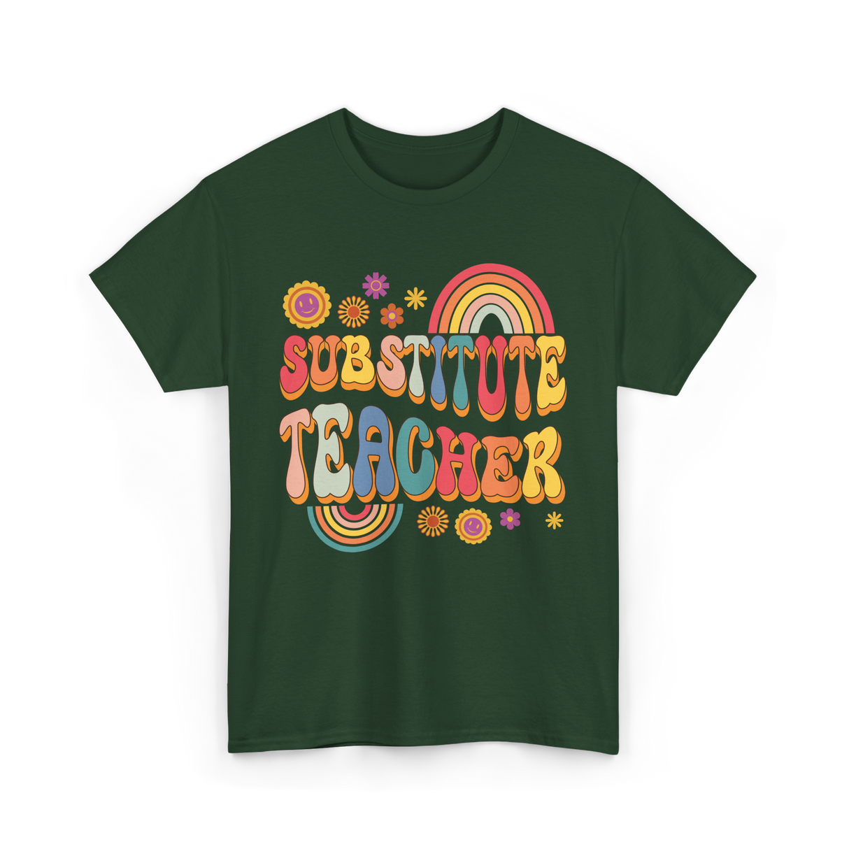 Substitute Teacher Retro Education T-Shirt - Forest Green