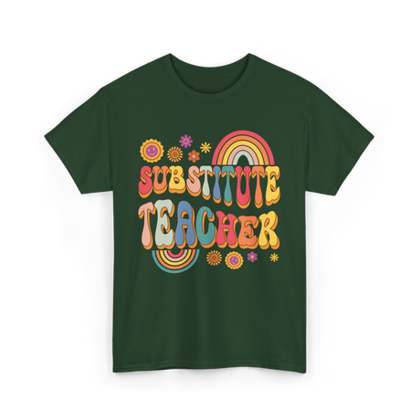 Substitute Teacher Retro Education T-Shirt - Forest Green