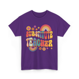 Substitute Teacher Retro Education T-Shirt - Purple