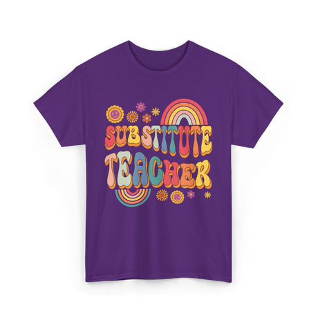 Substitute Teacher Retro Education T-Shirt - Purple