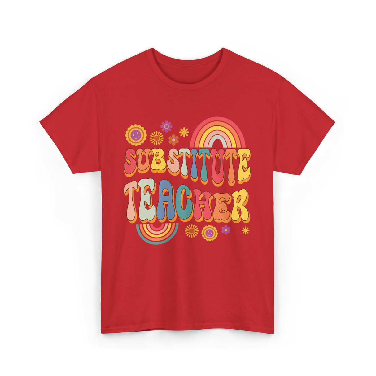 Substitute Teacher Retro Education T-Shirt - Red