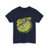 Suck It Lime Slice Citrus T-Shirt - Navy