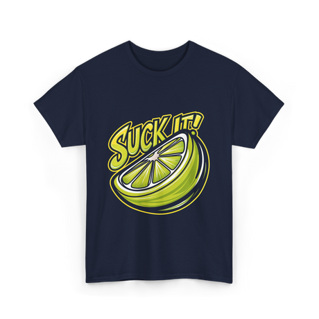 Suck It Lime Slice Citrus T-Shirt - Navy