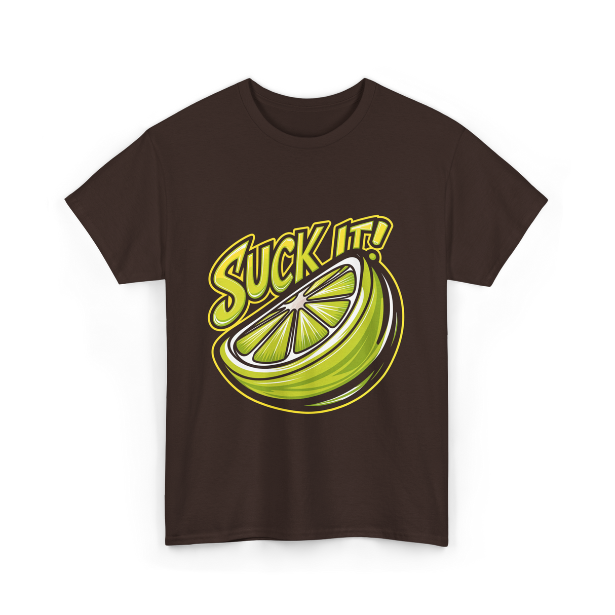 Suck It Lime Slice Citrus T-Shirt - Dark Chocolate