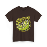 Suck It Lime Slice Citrus T-Shirt - Dark Chocolate