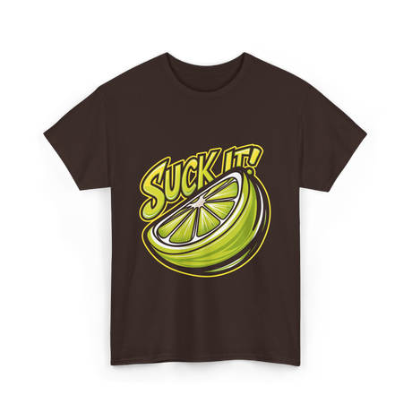 Suck It Lime Slice Citrus T-Shirt - Dark Chocolate