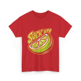 Suck It Lime Slice Citrus T-Shirt - Red