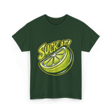 Suck It Lime Slice Citrus T-Shirt - Forest Green