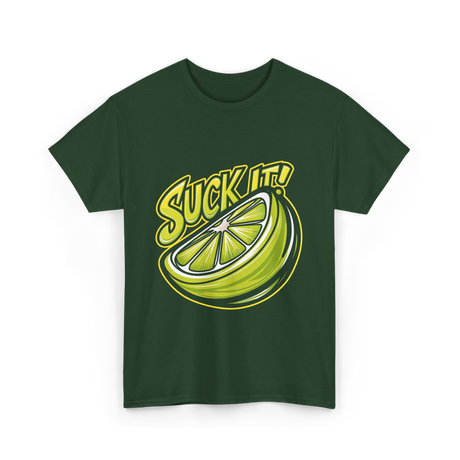 Suck It Lime Slice Citrus T-Shirt - Forest Green