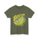 Suck It Lime Slice Citrus T-Shirt - Military Green