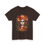 Sugar Skull Floral Art Sugar Skull T-Shirt - Dark Chocolate