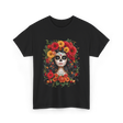 Sugar Skull Floral Art T-Shirt - Black