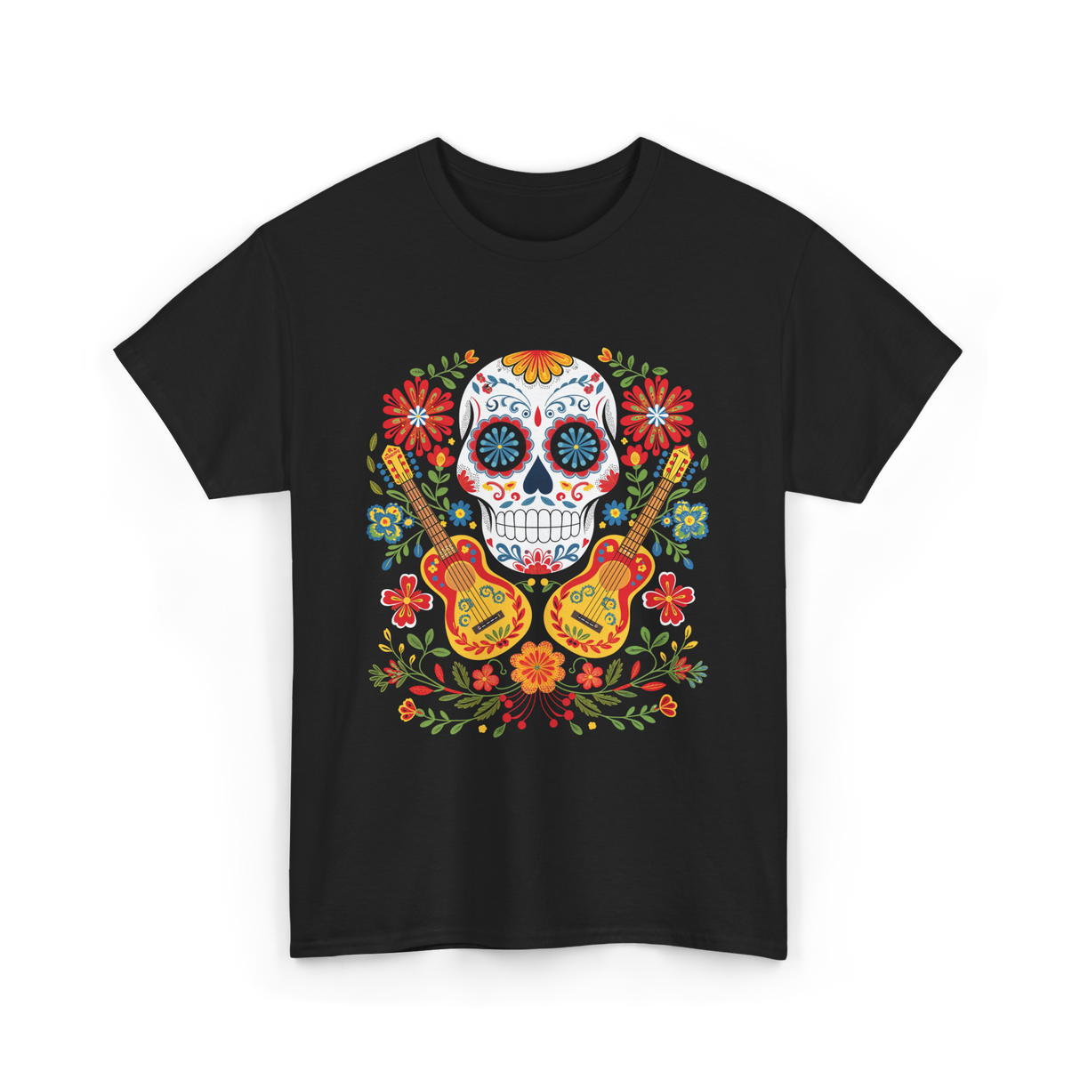 Sugar Skull Guitar T-Shirt - Black