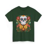 Sugar Skull Guitar T-Shirt - Forest Green