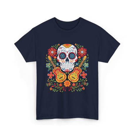 Sugar Skull Guitar T-Shirt - Navy