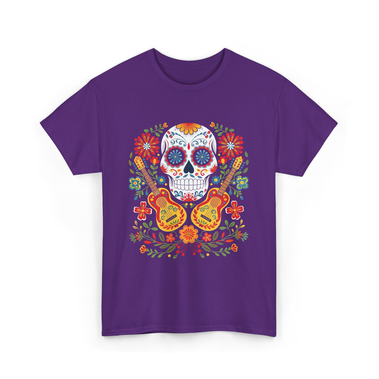 Sugar Skull Guitar T-Shirt - Purple