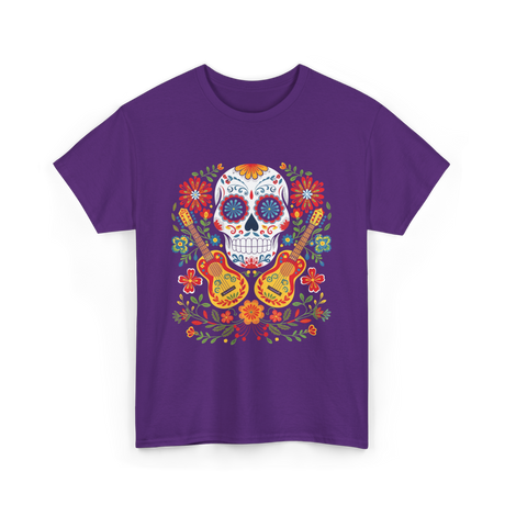 Sugar Skull Guitar T-Shirt - Purple